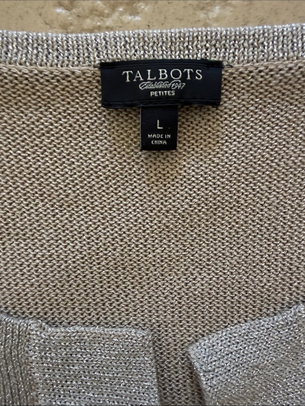 Talbots Beige Open-Front Knit Cardigan - Picture 2 of 6